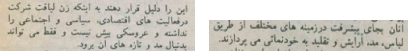 نظری از مردان دوران پهلوی که زنان را عروسک‌هایی در پی تقلید از مد و خودنمایی می‌دانستند.